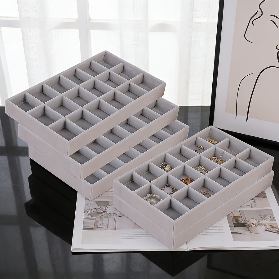 5-Pack Stackable Gray Jewelry Trays for Organised Storage